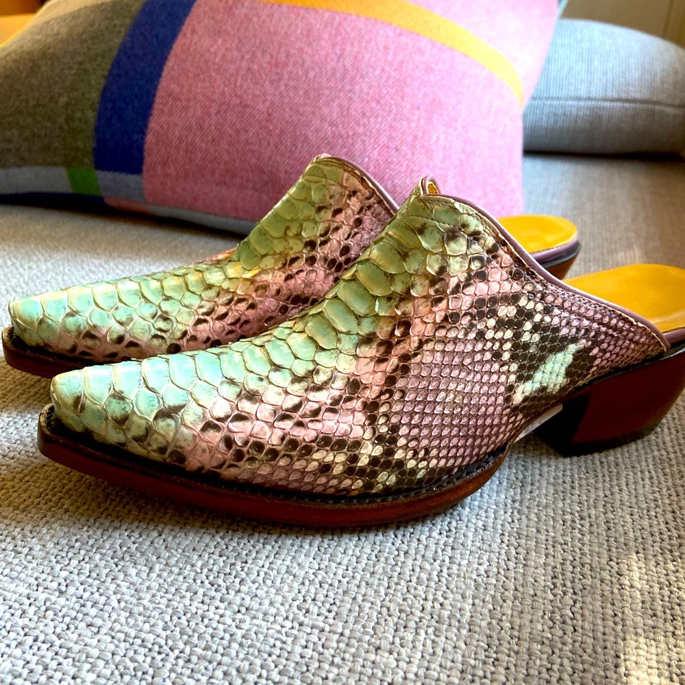 Custom made mules from Santa Fe , excellent condition. Worn once.